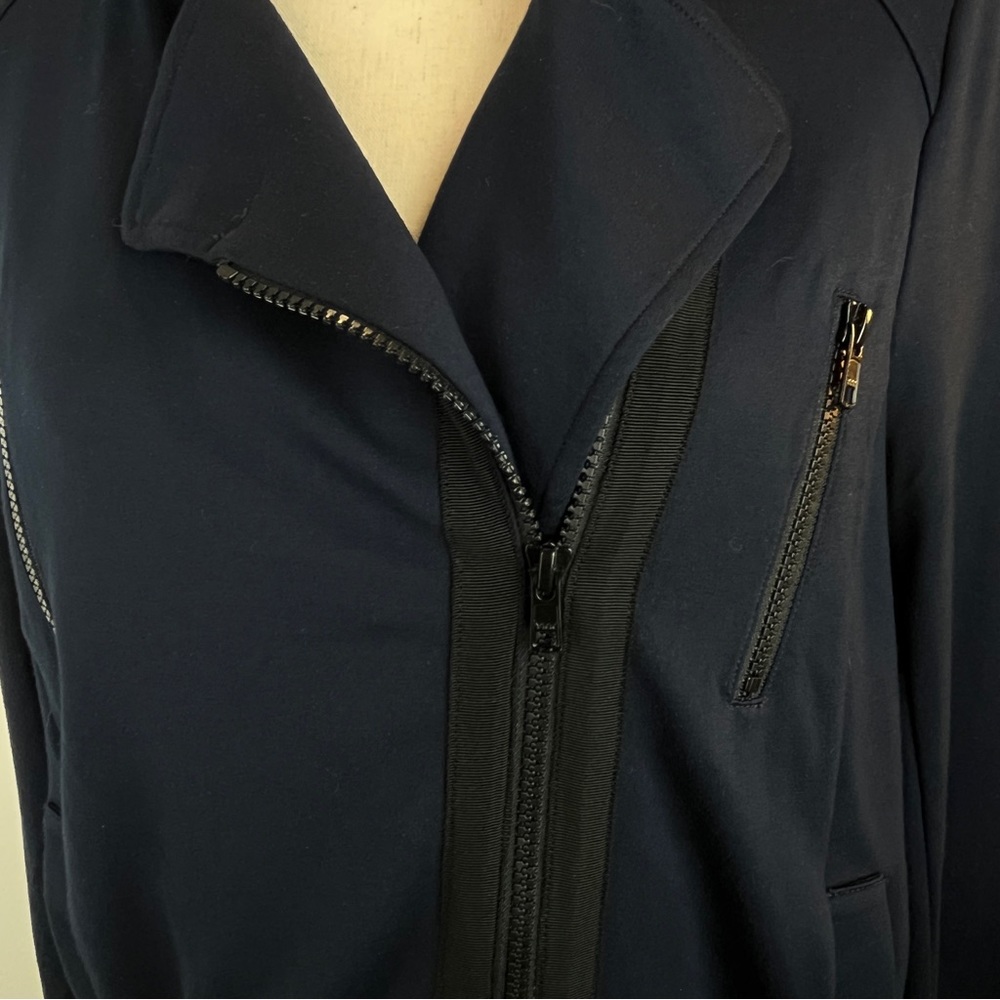Cabi Chance Moto Jacket Mixed Media Dark Navy Blue #5476 Sz S - Picture 9 of 13